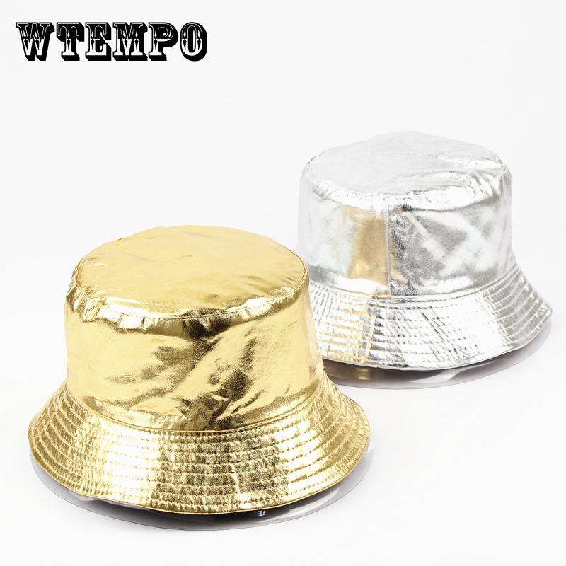 Двусторонняя шляпа Punk Basin Hat - модная складная кепка Fisherman с блестящей золотисто-серебристой отделкой, регулируемый ремешок для взрослых унисекс