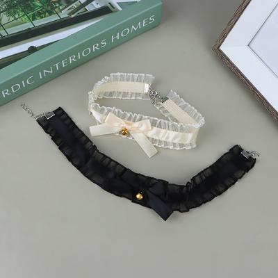 Элегантное кружевное колье-чокер с бантом, готическое колье-воротник с колокольчиками, винтажное колье, короткая цепочка, ювелирное изделие