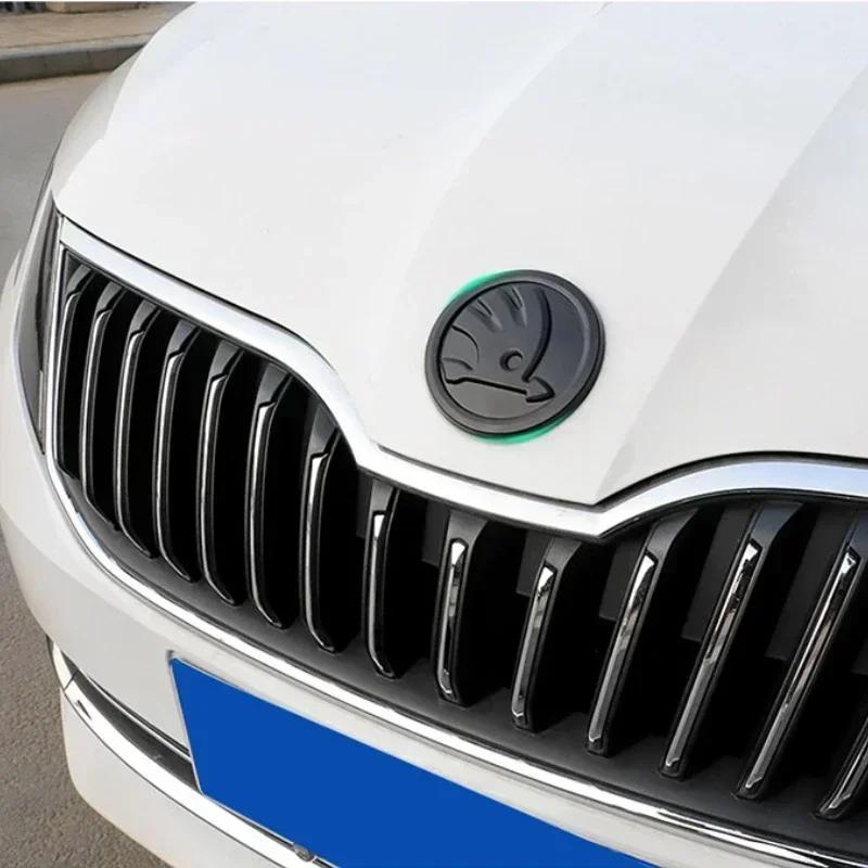 DDWO5 3Pcs for Skoda Rapid Octavia Fabia Laura Superb 1 2 3 Kodiaq Karoq Car Front Hood Rear Trunk Emblem Steering Wheel Logo Sticker