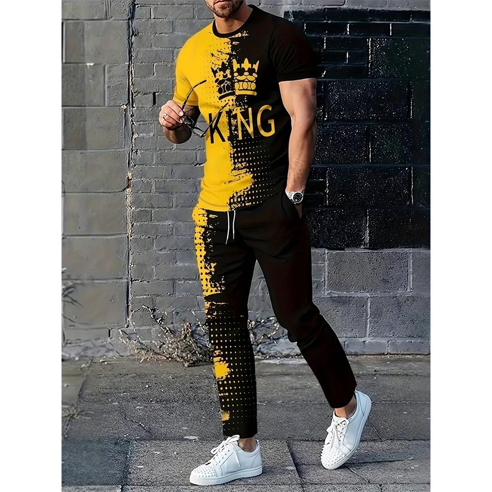 Summer New Men's T-shirt Pants Suit Camouflage Printing Short-sleeved Round Neck T-shirt Casual Outdoor Wear Comfortable