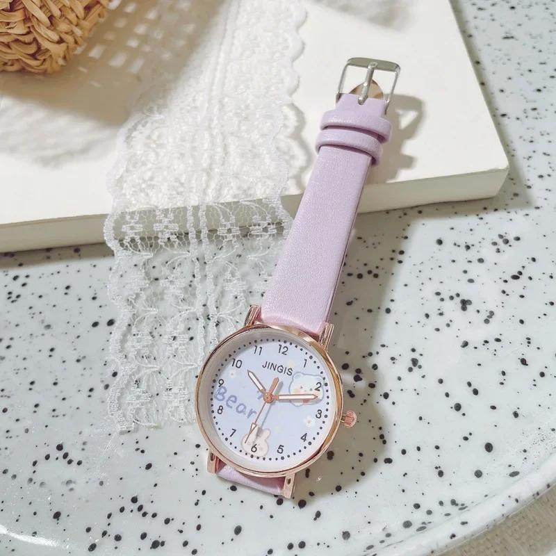 New Casual Girls Wristwatch Cute Leather Children's Watches Students Cartoon Pink Clock Gift Kids Watch Relojes Para Niños