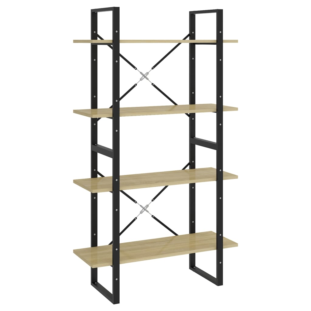 Bookshelf 4 Shelf Sonoma Oak Finish 80 x 30 x 140 cm Engineered Wood