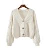 Gentle Wear V-neck Twist Sweater Women's Autumn and Winter Wear Small Lazy Wind Knitted Cardigan Short Coat Top
