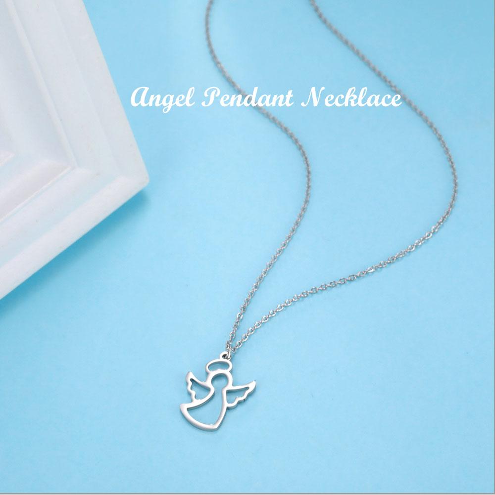 Cazador Magic Guardian Angel Fairy Pendant Necklaces For Women Feather wing Stainless Steel Chain Necklace Jewelry Party Gifts