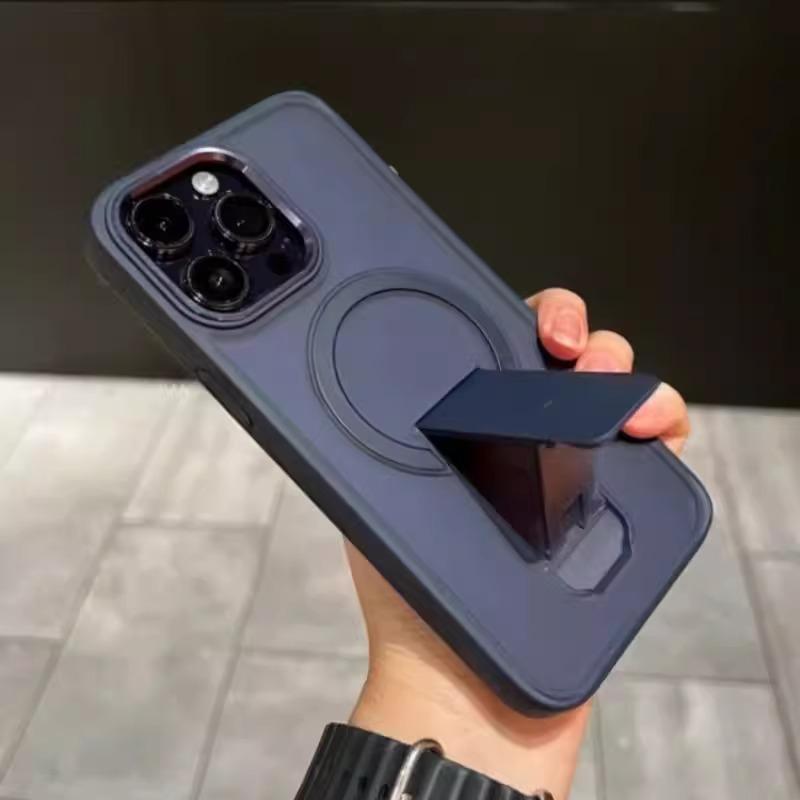 Hidden Folding Bracket New Magnetic Suction Suitable for Apple 16proMax Mobile Phone Case 15 Matte IPhone 13 Couple