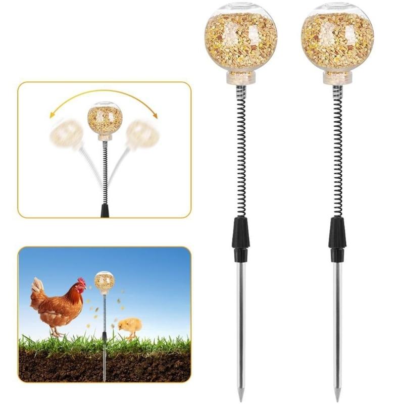 Automatic Chicken Feeder Toy With 3 Hole Dispenser Spring Mechanism For Poultry Entertainment Feeding Equipment