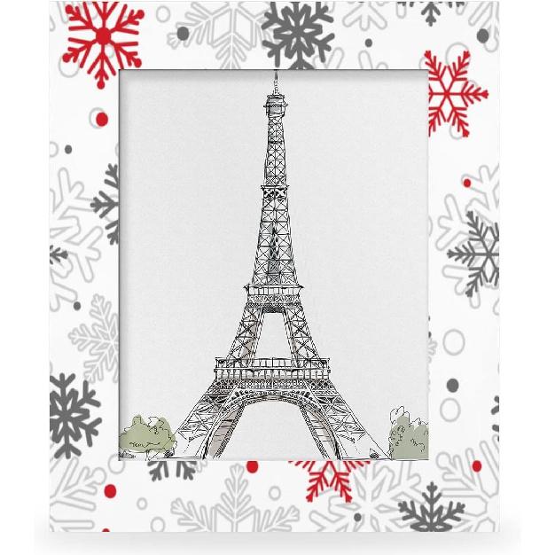 5x7 Picture Frame White Winter Christmas Snowflake Photo Frame for Wall and Tabletop Display Wooden Photo Picture Frame Home Decor