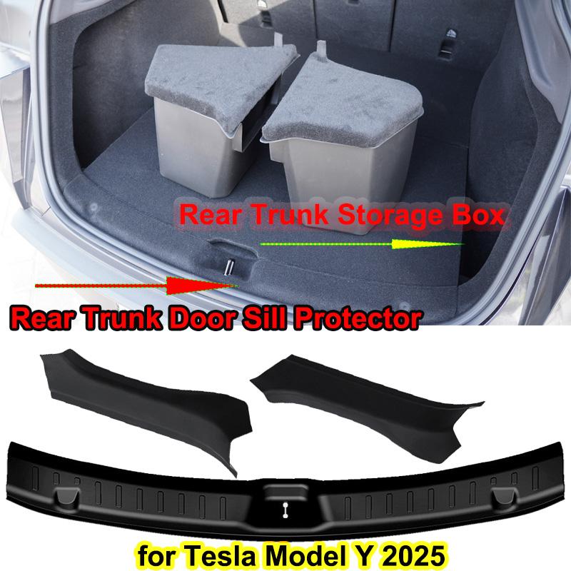 For Tesla Model Y Juniper 2025 Rear Trunk Storage Box Rear Trunk Door Sill Protector Strip Cover Sill Guard Protect Accessories