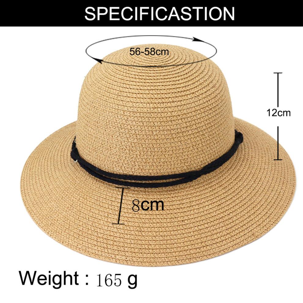 (One Size, Khaki) Women Men Summer Straw Hat Bucket Cap Bucket Hats UV Protection Beach Holiday Sun Hat