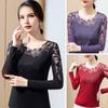 Женские топы с круглым вырезом и длинным рукавом, сетчатые кружевные вышитые пуловеры, топы, однотонные