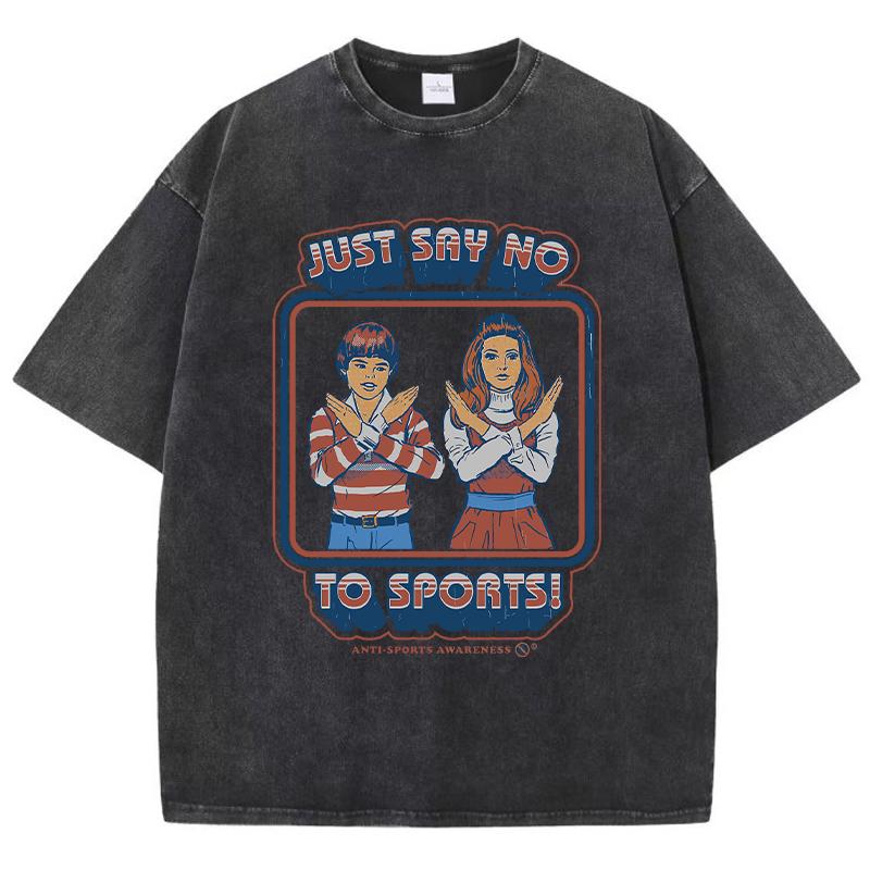 Просто скажи «нет» спорту, забавный принт, женская футболка с потертостями, уличная хип-хоп одежда, модная свободная футболка с потертостями
