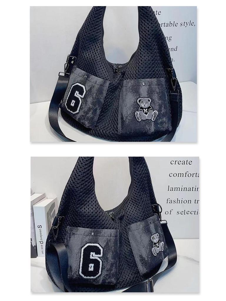 Шикарная женская сетчатая сумка через плечо в корейском стиле - Большая вместимость, легкая, повседневная сумка подмышку для удобных поездок на работу
