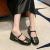 Mary Jane Shoes Women 2024 Fall New Line with Shallow Mouth All Matching Temperament Heel  Platform Sandals  Ladies Shoes