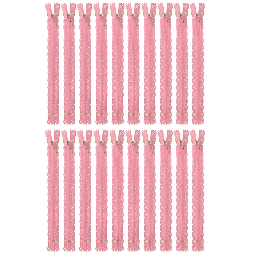 20 шт. 20 см DIY нейлоновые кружевные молнии спиральные молнии с цветком для шитья свадебного платья, рукоделия, розовые