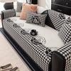 Living Home Non-slip Sofa Cushion Couch Sofa Covers All-season Houndstooth Rose Slipcover Chenille Patchwork Sofa Mats