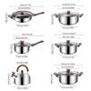 Набор из 12 кастрюль и сковородок с чайником 3 л, антипригарным покрытием, кухонные кастрюли из нержавеющей стали для индукционной плиты