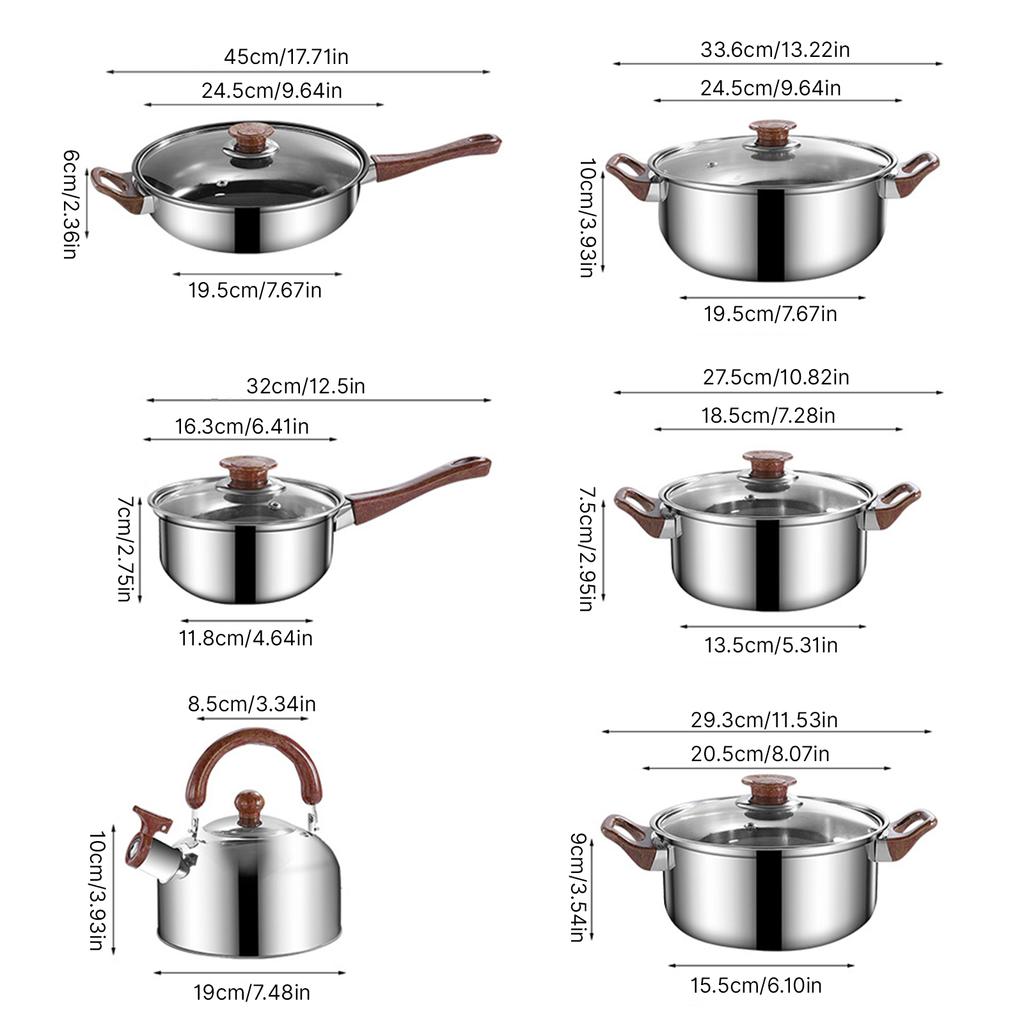 Набор из 12 кастрюль и сковородок с чайником 3 л, антипригарным покрытием, кухонные кастрюли из нержавеющей стали для индукционной плиты