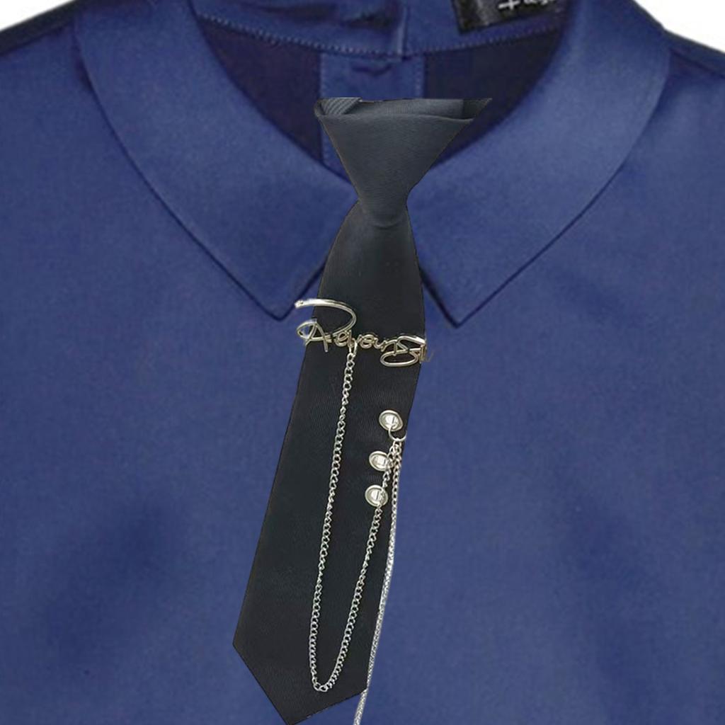 Japanese Shirt Tie for Nightclub Tassels Chain Tie Knotfree School Event Suit Tie for Stage Performances Punk Neckpiece