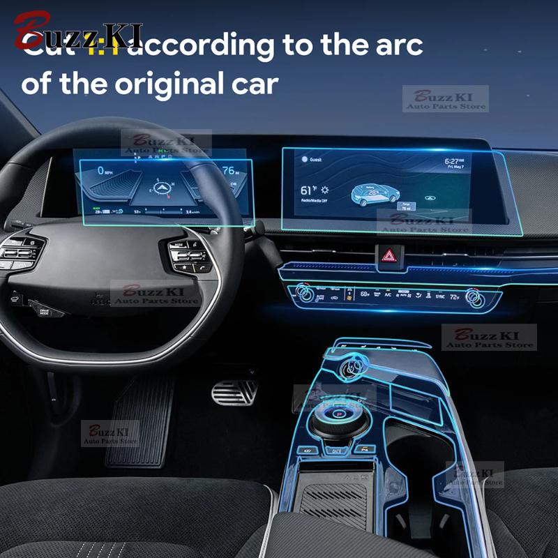 TPU Interior Film for KIA EV6   2024 Car Clear Stickers Center Console Screen Dashboard Gear Door Windows Panel Decal