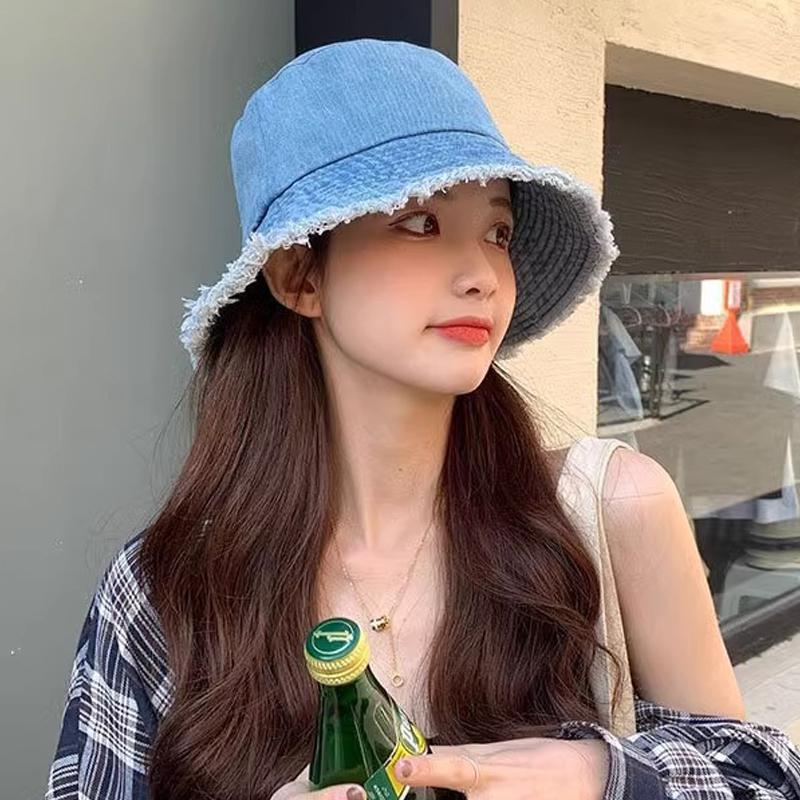 Шляпа-горшок Джинсовая шляпа Женская шляпа рыбака Солнцезащитная шляпа для лица Универсальная
