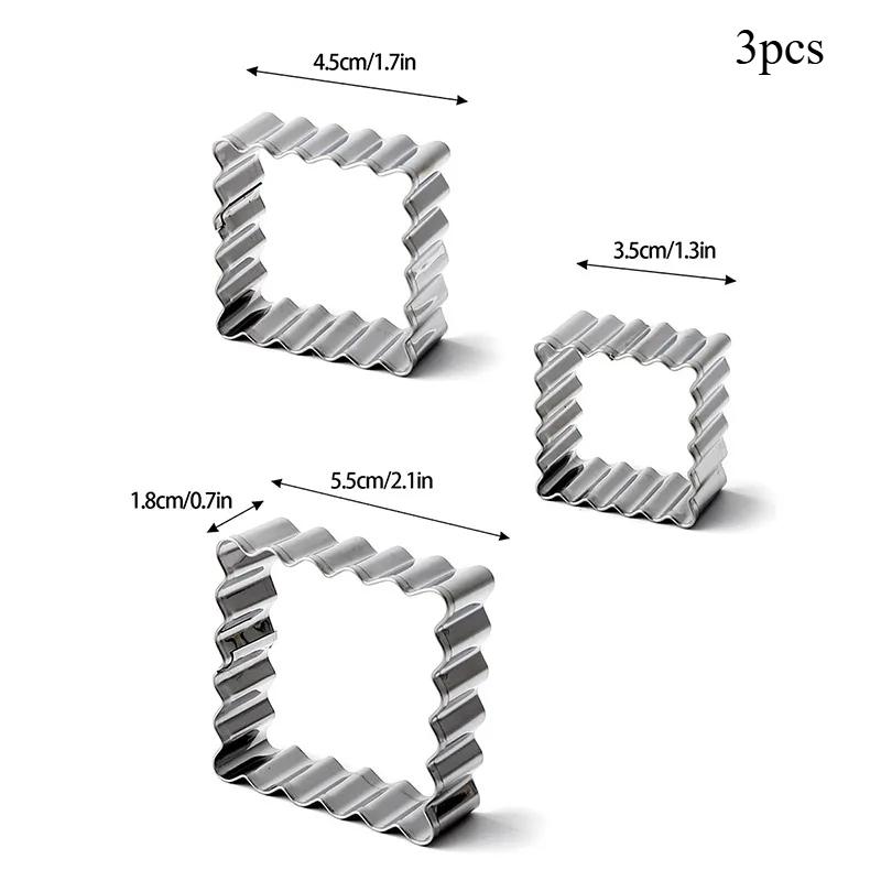 Stainless Steel Biscuit Mold Blessing Frame Wave Rectangle Square Cookie Cutter Mold Wedding Fondant Cake Decoration Baking Mold