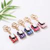 Cartoon Mini Car Keychain Rhinestone Car Model Metal Key Ring Decorative Pendant Accessories for MINI Cooper S JCW R50