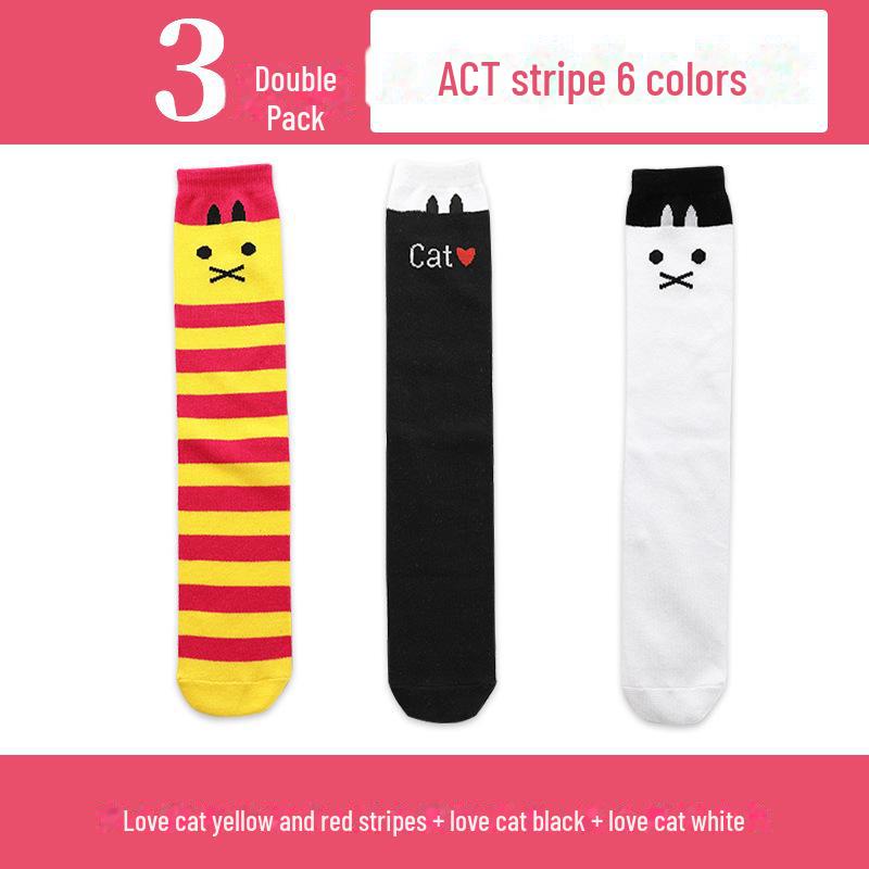 Весенние и осенние гольфы для девочек с милым рисунком - гольфы средней длины для детей и младенцев