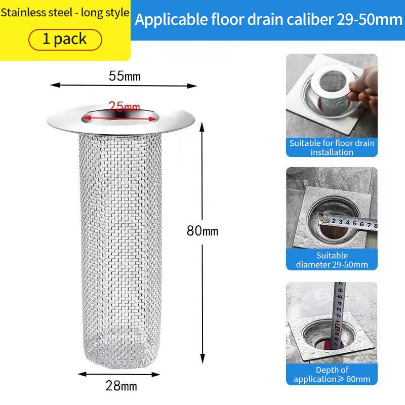 Floor Drain Filter Multifunctional Steel Filter Mesh Basket Filter Hair Trap Bathroom Kitchen Sink Anti-clog Slag Strainer