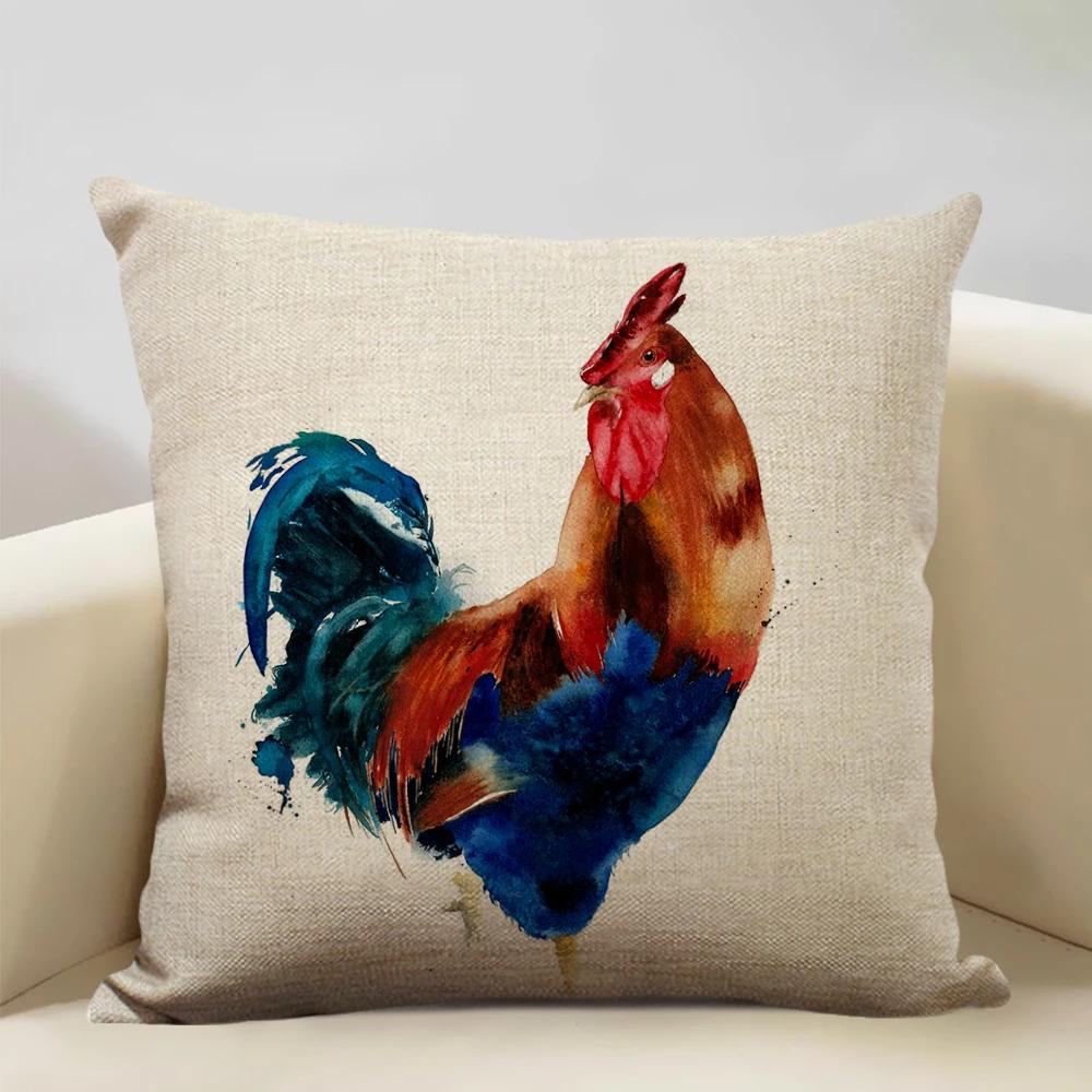 Акварельный Животное Лошадь Курица Ящерица Корова Антилопа Декоративная Наволочка 45x45см Чехол на Подушку для Дивана Домашний Декор