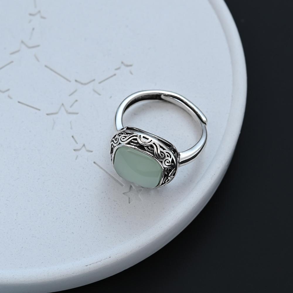 High-End Tangcao Flower Inspired Jade Ring: Elegant Chinese Court Style for Women