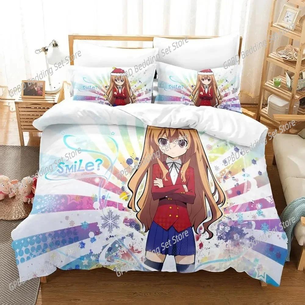 Комплект постельного белья Toradora Single Twin Full Queen King Size Bed Set Adult Kids Bedroom Duvet Cover Sets 3D Print Anime Bed Set