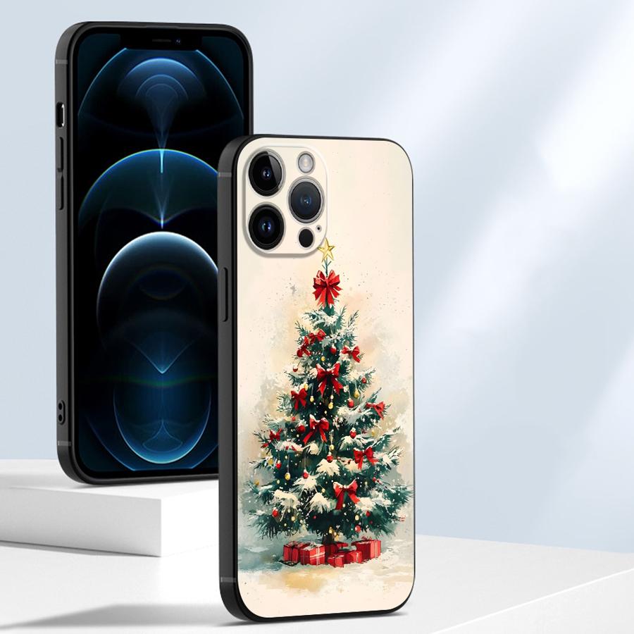 Warm Christmas Style Gift Tree Art Print Phone Case for iPhone 17 16 15 14 13 12 11 Series Pro Max Plus Double Layer Protection