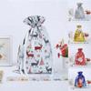 5pcs Christmas Sacks Reusable Drawstring Wrap Present Candy Gift Party Xmas Bags