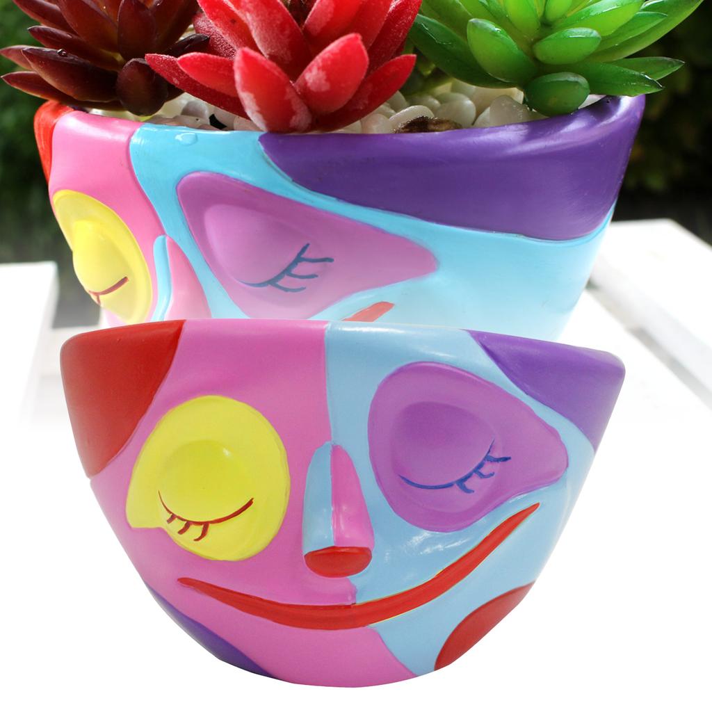Суккулентный горшок для лица, красочный, нежный вид, цветочный горшок из смолы, украшение для дома, для внутреннего и наружного использования