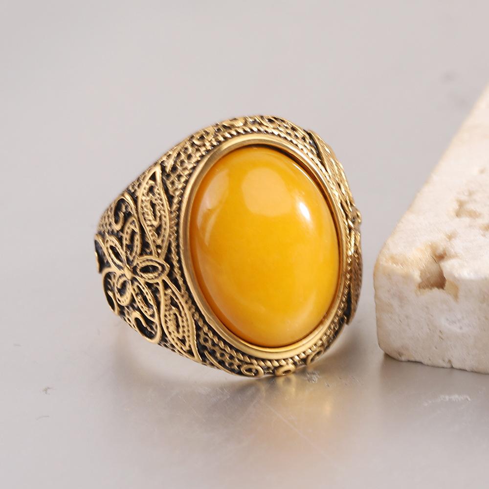 Мужское литое кольцо из нержавеющей стали 22 мм ручной работы, античный дизайн с натуральным камнем, модный аксессуар