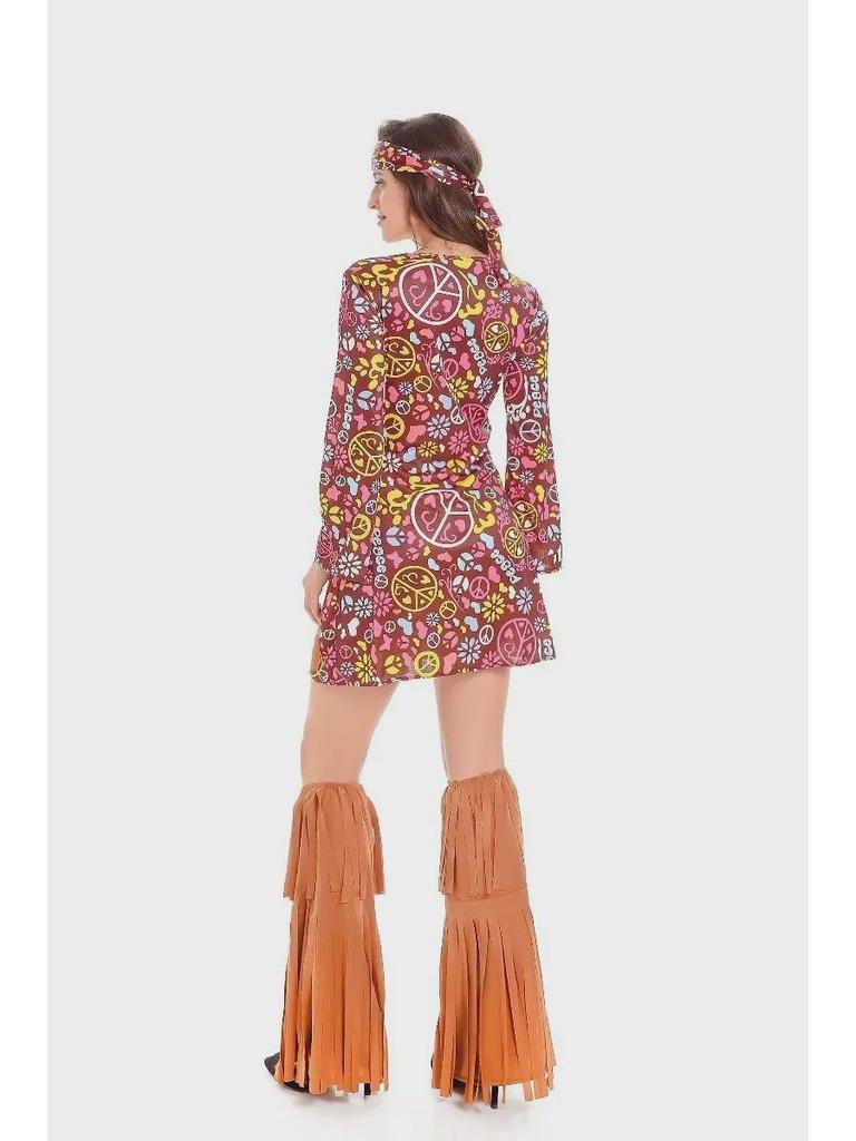 Женский ретро-костюм хиппи с кисточками 2025 года на Хэллоуин