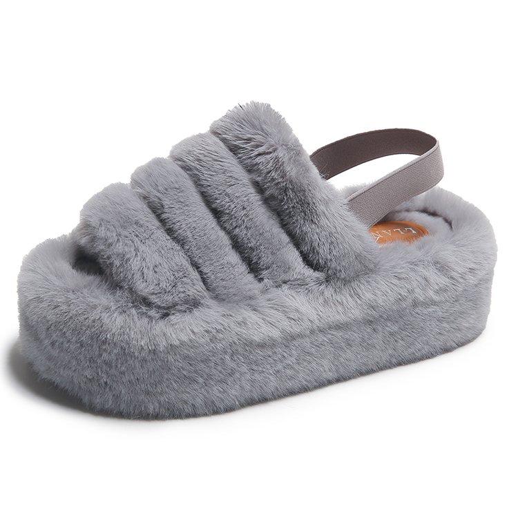 Fashion Versatile Fluffy Slippers for Women's Outward Wear 2025 Autumn and Winter New Indoor Home Cotton Mops