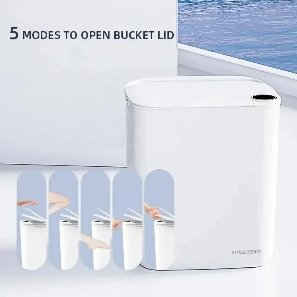 20L Smart Motion Sensor Trash Bin - Auto Opening Lid, Type-C Rechargeable with Display for Bathroom, Toilet, Kitchen, Smart Home