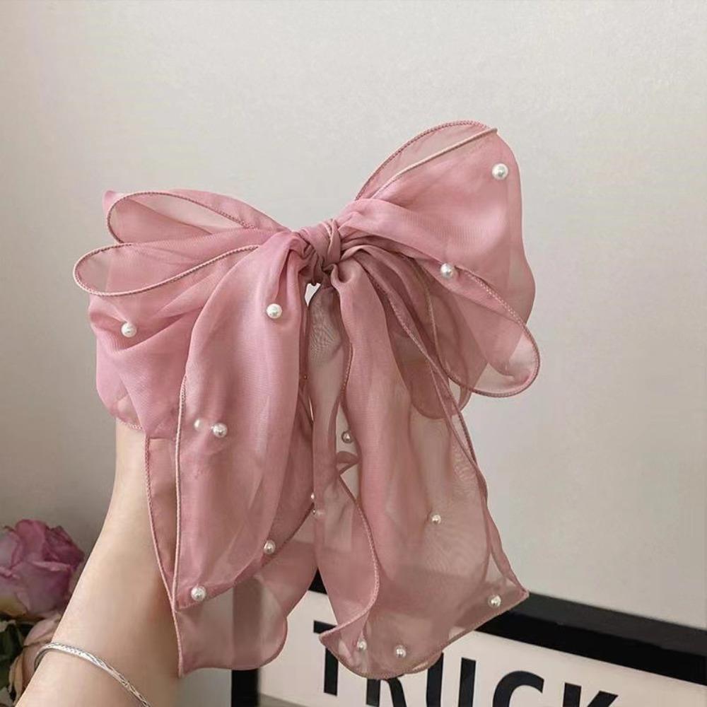 Chiffon Bow Hairpin Net Yarn Bowknot Hairpin Elegant Bow Hair Clip  Women