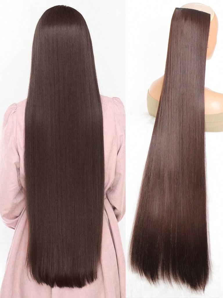 Aosiwig Синтетические супер длинные прямые волосы 100 см на 5 клипсах для наращивания натуральных волос, черные, блондовые, искусственные накладные волосы для женщин