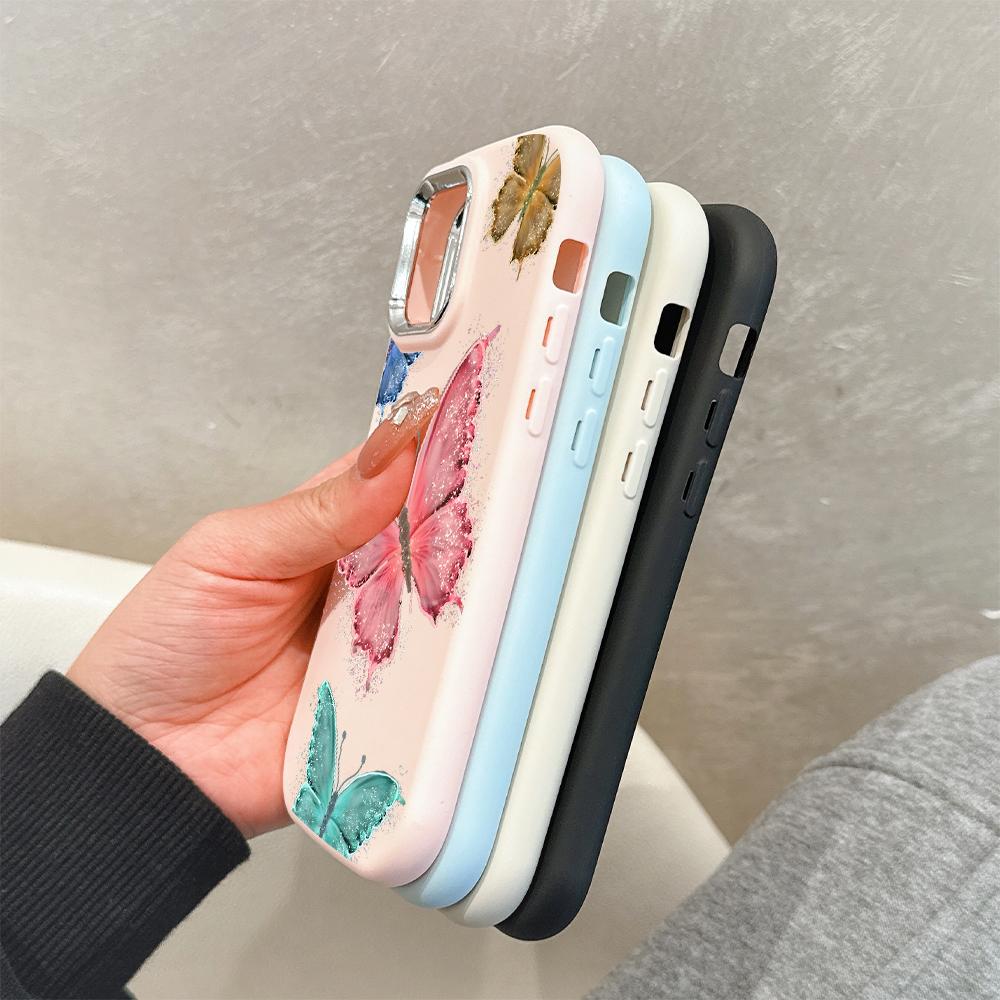 Solid Color Silver Edge Lens Fatty Casing Soft TPU Liquid Silicone Cover Shockproof Phone Case for Huawei Honor iPhone Infinix Tecno Vivo