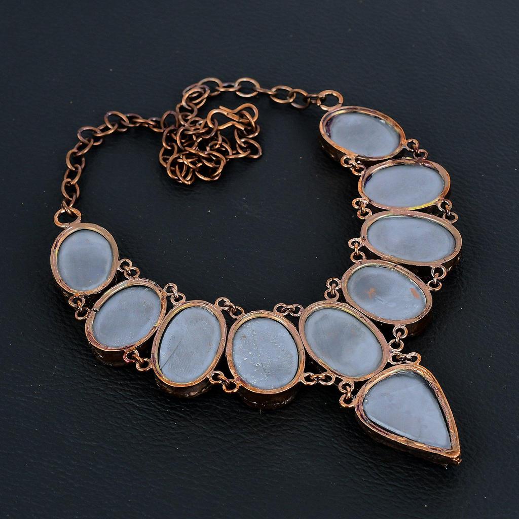 Ожерелье из грубого драгоценного камня из шунгита, великолепное ожерелье ручной работы для нее, медное гальваническое ожерелье, ювелирное изделие для женщин