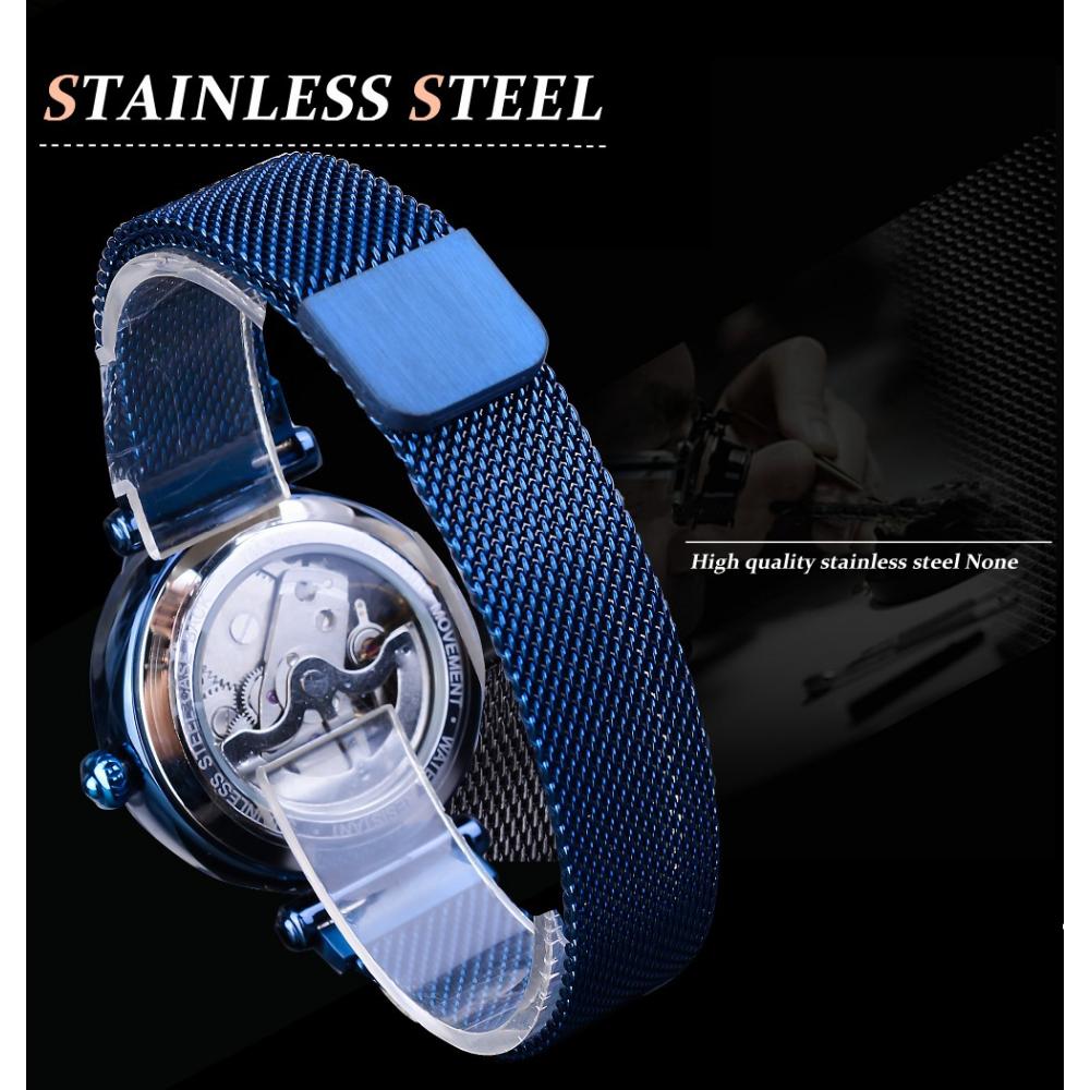 Forsining Новые модные женские часы, повседневные автоматические механические часы с полым сетчатым ремнем