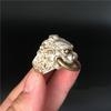 Chinese Tibet Silver Carved Lion Head Ring Fashion Decoration Gift Collection