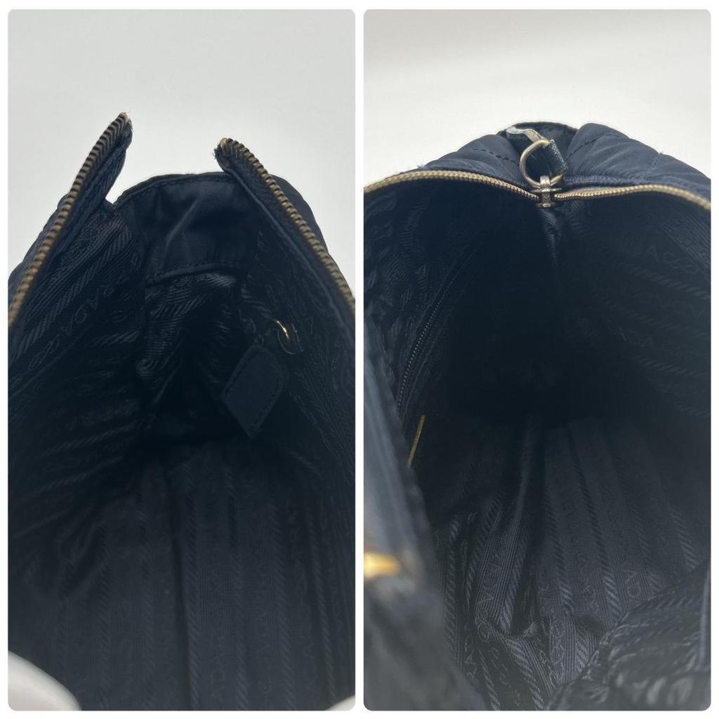 Prada Сумка на плечо Сумка-тоут На одном плечевом ремне Ткань Нейлон Стеганая Золотая цепь Треугольная металлическая пластина с логотипом Белая бирка