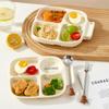 New 4 Compartments Dinner Plate With Handle Cute Patterm Divided Food Plate Dish Plastic Salad Plate Kitchen Tableware