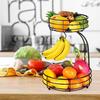 Double Layer Fruit Basket Large Capacity Multifunctional Fast Draining Storage Basket Removable Wrought Iron Vegetables Fruit Holder