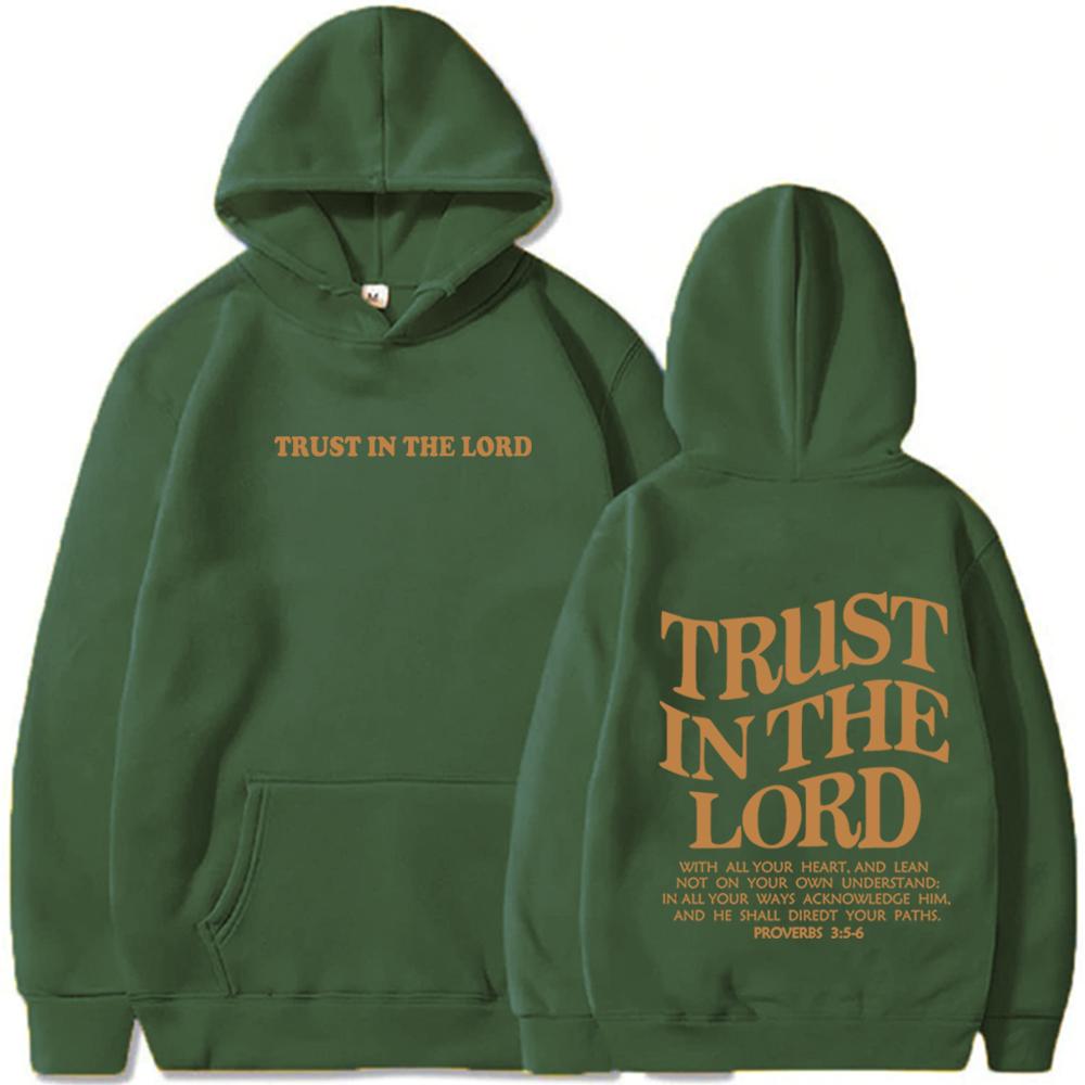Trust in The Lord Hoodie Christian Jesus Bible Verse Hoodie Religious Faith Hoodie Harajuku Hip Hop Pullover Tops Sweatshirt