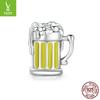 S925 Sterling Silver Beer Mug Bead Festive Bracelet Accessory SCC1671