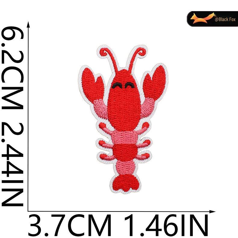 Black Fox Marine Life Cartoon Embroidered Patches for Children's Bags